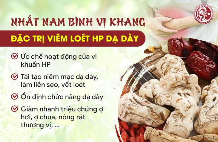 Công năng của bài thuốc Nhất Nam Bình Vị Khang trị viêm loét dạ dày HP