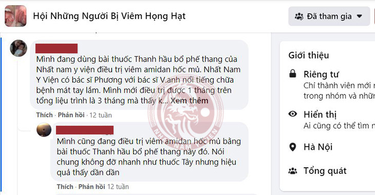 Phản hồi của người bệnh về hiệu quả điều trị của Thanh hầu bổ phế thang