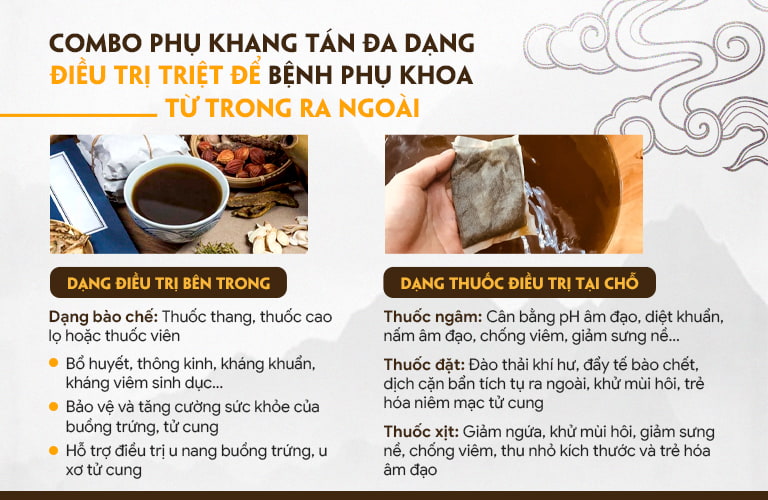 Combo Phụ Khang Tán đặc trị viêm lộ tuyến từ trong ra ngoài