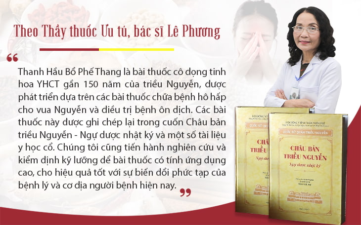 Thanh hầu bổ phế thang chắt lọc tinh hoa từ Ngự dược nhật ký