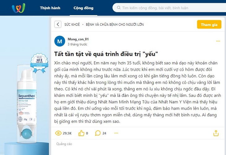 Diễn đàn webtretho đăng tải feebback về bài thuốc này