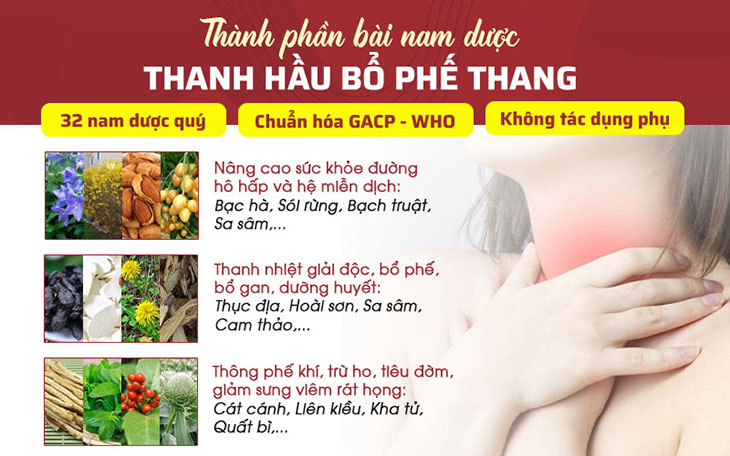 Thành phần chính của Thanh hầu bổ phế thang