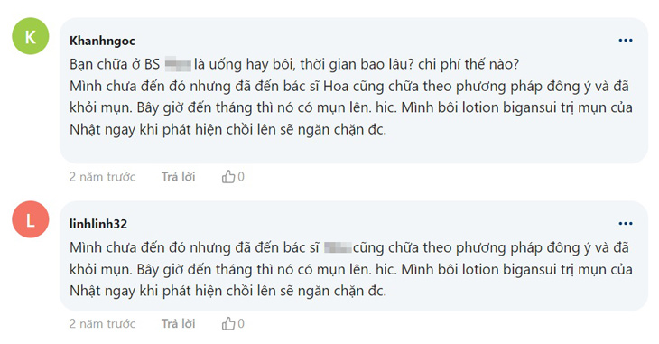 Chưa từng đến thăm khám nhưng tài khoản có tên linhlinh32 thường xuyên đưa ra những phản hồi tiêu cực về Trung tâm Da liễu Đông y Việt Nam và hay “vô tình gợi ý” cho độc giả đến điều trị tại cơ sở của một bác sĩ khác