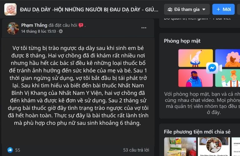 Review của người bệnh về hiệu quả điều trị bệnh dạ dày tại Nhất Nam Y Viện