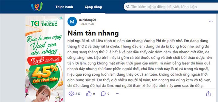 Đánh giá của người dùng trên webtretho