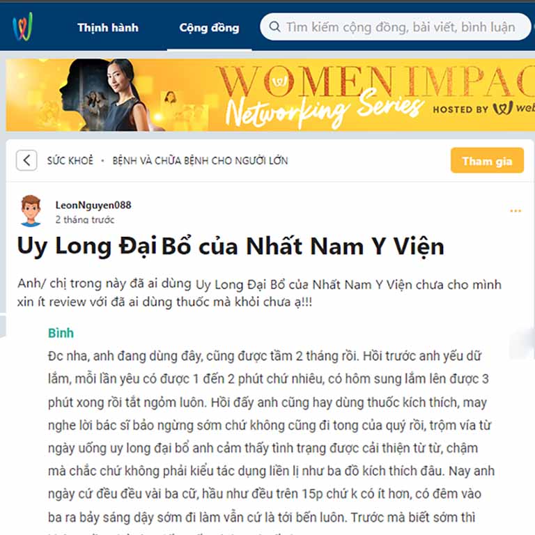 Uy Long Đại Bổ được đánh giá cao trên diễn đàn Web trẻ thơ