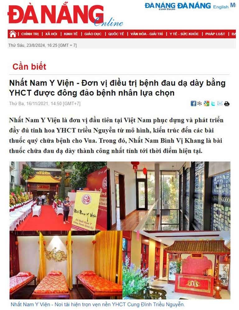 Nhất Nam Y Viện trên báo Đà Nẵng