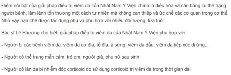 Bài thuốc trị viêm da của Nhất Nam Y Viện phù hợp với nhiều đối tượng