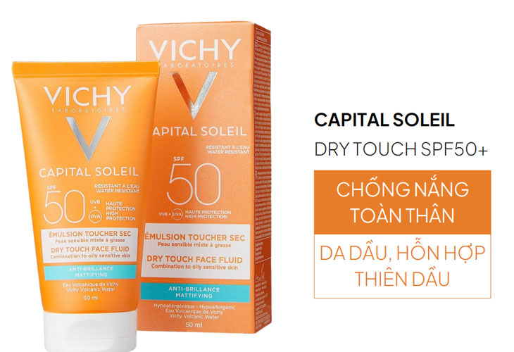 Vichy Face Dry Touch Emulsion SPF50 là kem chống nắng cho da dầu chất lượng