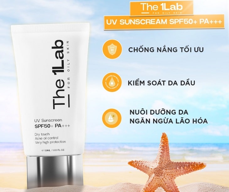 Kem chống nắng The 1Lab có chỉ số SPF 50+