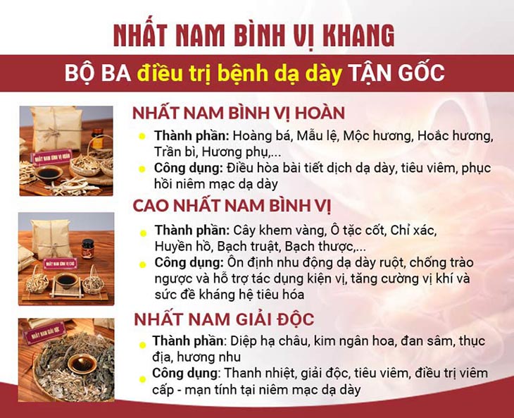 Thành phần và công dụng của bài thuốc Nhất Nam Bình Vị Khang