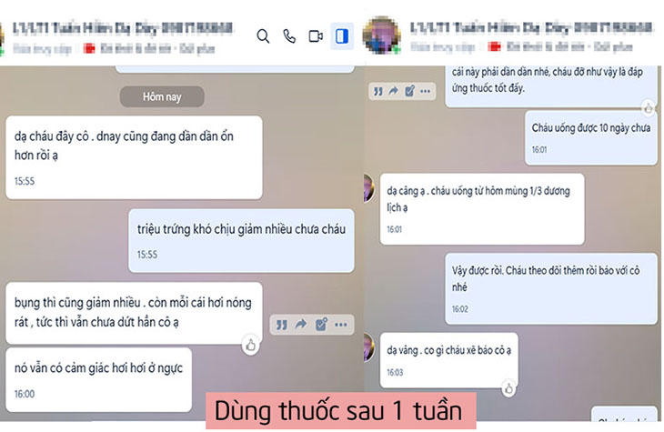 Trường hợp bệnh trào ngược dạ dày cải thiện bệnh sau 1 tuần dùng thuốc